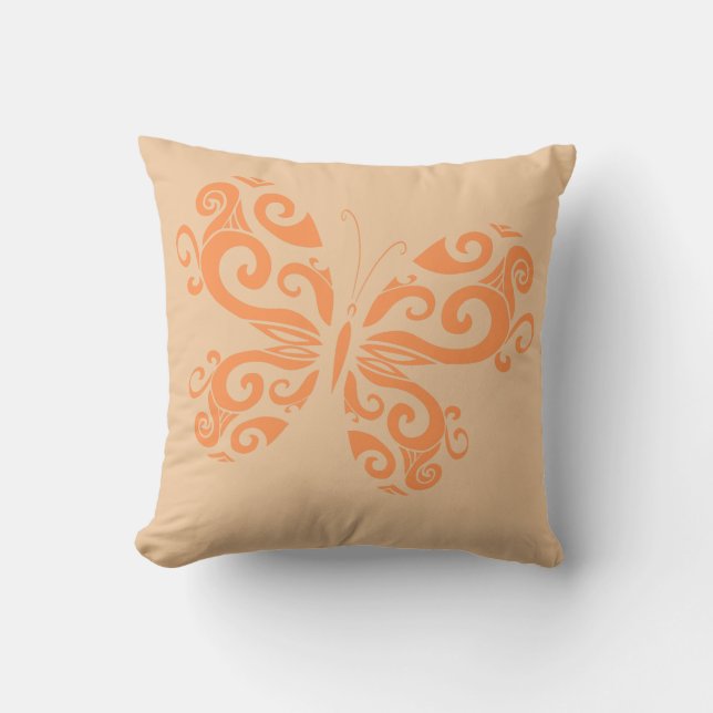 Orange Peach Butterfly Kissen (Vorderseite)