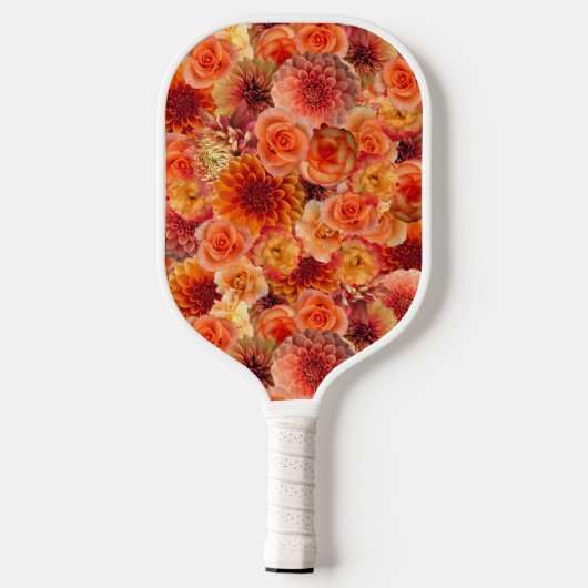 Orange, Peach floral Collage Big, Vibranly, Energy Pickleball Schläger (Rückseite)