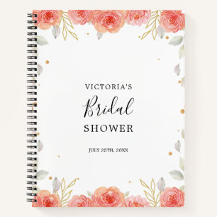 Orange Peach Floral Frame Brautparty Geschenkliste Notizblock