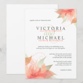 Orange Peach Floral Wedding Einladungen (Vorne/Hinten)