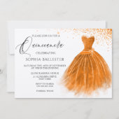 Orange Peach Glitzer Gourmets Dress Quinceanera Pa Einladung (Vorderseite)