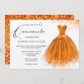 Orange Peach Glitzer Gourmets Dress Quinceanera Pa Einladung (Vorne/Hinten)