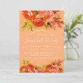 Orange Peach Gold Foil Rose Brautparty Einladung (Stehend Vorderseite)