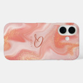 Orange Peach Gold Glitzer Marmor anpassbar Case-Mate iPhone Hülle (Rückseite (Horizontal))