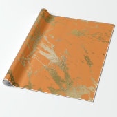 Orange Peach Gold Marmor Shiny Glam Abstrakt VIP Geschenkpapier (Ungerollt)