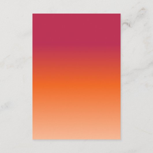 Orange Peach Maroon Sunset Modern Script Begleitkarte (Rückseite)
