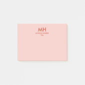 Orange Peach Minimal Clean Initials Post-it Klebezettel (Vorderseite)