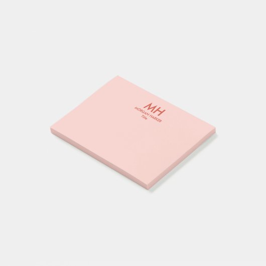 Orange Peach Minimal Clean Initials Post-it Klebezettel (angewinkelt)