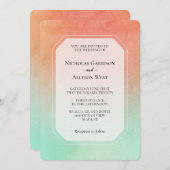 Orange Peach Mint Wedding Einladung (Vorne/Hinten)