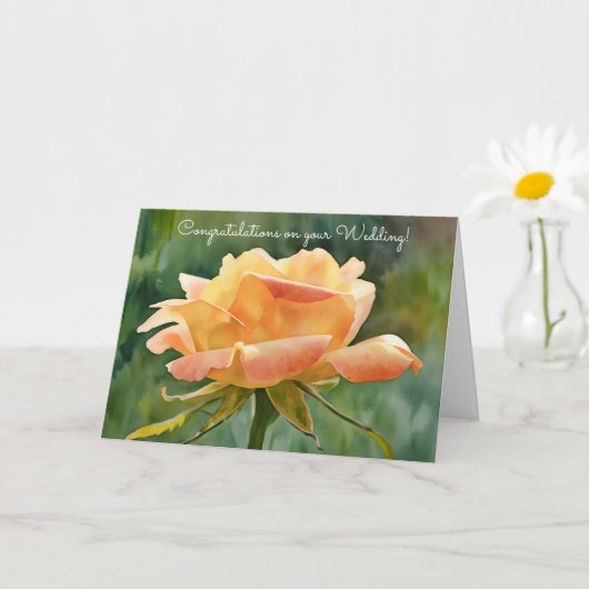 Orange Peach Rose Art Wedding Herzlichen Glückwuns Karte (Kleine Pflanze)