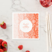 Orange Peach Stripes Floral Geburtstag Serviette (Beispiel)