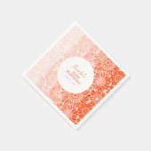 Orange Peach Stripes Floral Geburtstag Serviette (Ecke)