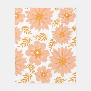 Orange Peach Tropical Floral Botanischer Sommer Fleecedecke