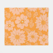 Orange Peach Tropical Floral Botanischer Sommer Fleecedecke (Vorderseite (Horizontal))