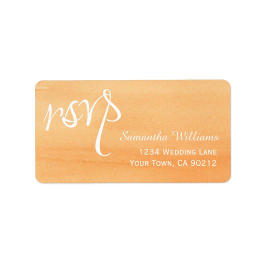Orange Peach Watercolor Wedding RSVP Labels Adressaufkleber (Vorne)