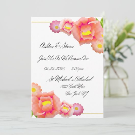 Orange & Peach Wedding Einladung (Stehend Vorderseite)