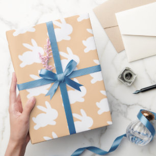 Orange Peach White Rabbit Pastel Geschenkpapier