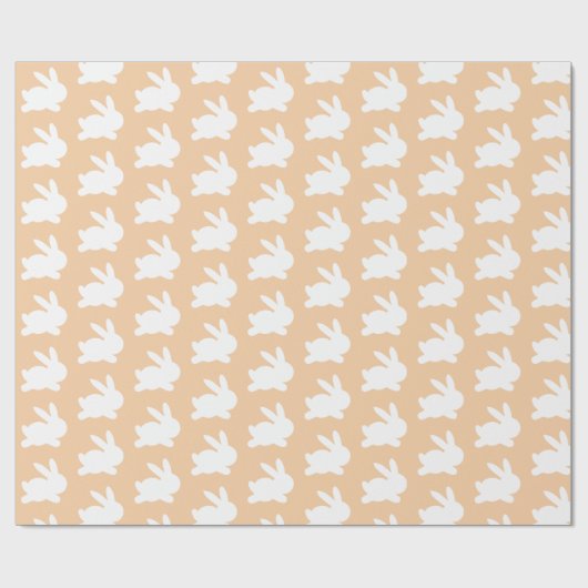 Orange Peach White Rabbit Pastel Geschenkpapier (Flach)