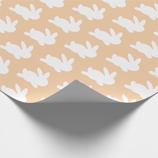 Orange Peach White Rabbit Pastel Geschenkpapier (Ecke)