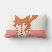 Orange Peachy Pink Monogram Stylisierte Fox Pilow Lendenkissen (Vorderseite)