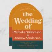 Orange Peacock Moderne Retro-Arched Einladung (Vorne/Hinten)