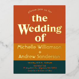 Orange Peacock Moderne Retro Folie Einladungspostkarte