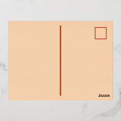 Orange Peacock Moderne Retro Folie Einladungspostkarte (Rückseite)