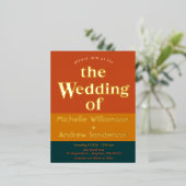 Orange Peacock Moderne Retro Folie Einladungspostkarte (Stehend vorne)