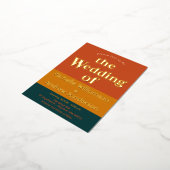 Orange Peacock Moderne Retro Folie Einladungspostkarte (Gedreht)