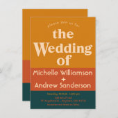 Orange Peacock Moderner Retro A6 Einladung (Vorne/Hinten)