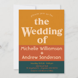 Orange Peacock Modernes Retro-12x18 Einladung