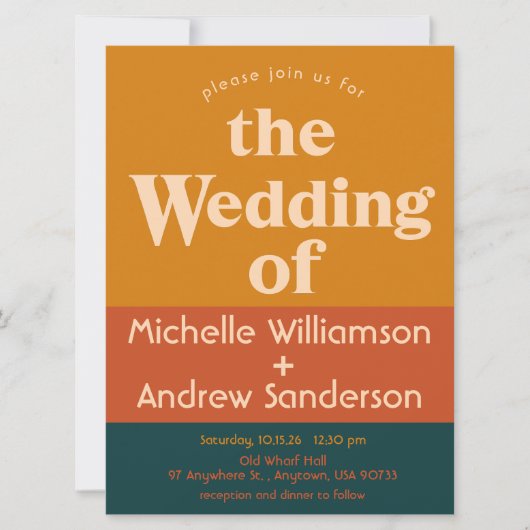 Orange Peacock Modernes Retro 6,5x8,75 Einladung (Vorderseite)