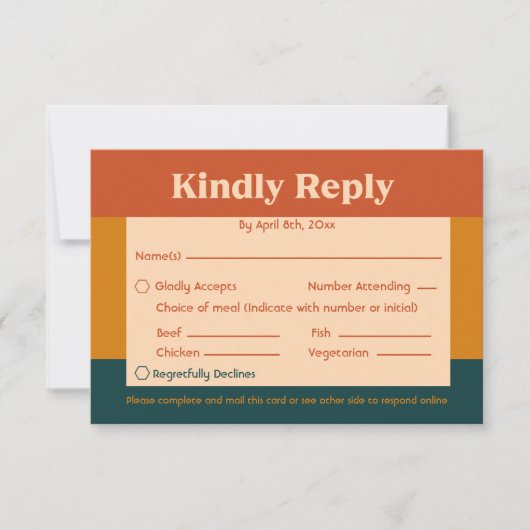 Orange Peacock Modernes Retro QR Code Response Car RSVP Karte (Vorderseite)