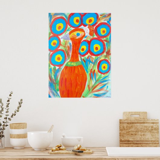 Orange Peacock Poster (Küche)