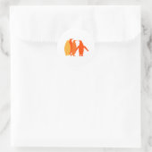 Orange Penguins Runder Aufkleber (Tasche)