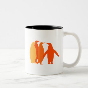 Orange Penguins Zweifarbige Tasse