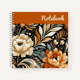 Orange Peonies & Bells - Ausdrucksvolle Grunge Kun Notizblock