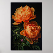 Orange Peonies Blume Art Print Poster (Vorne)