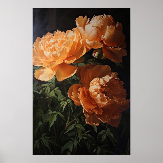 Orange Peonies Blume Art Print Poster (Vorne)