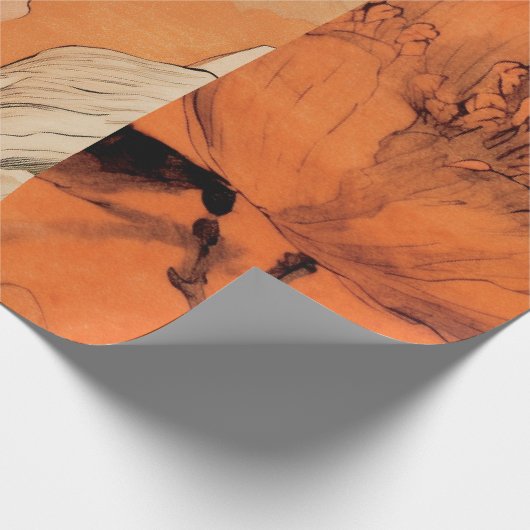 Orange Peonies Decoupage Collage Geschenkpapier (Ecke)