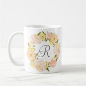 Orange Peonies Wreath Personalisierte Monogramm-Ta Kaffeetasse (Links)