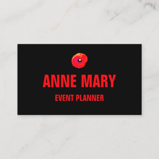 Orange Peony Floral Beruflich Cool Visitenkarte (Vorderseite)