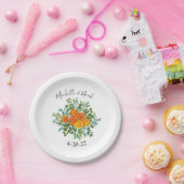 Orange Peony & Rose Floral Wedding Pappteller (Party)