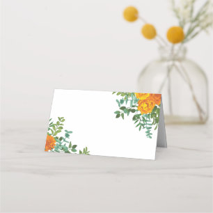 Orange Peony & Rose Floral Wedding Platzkarte