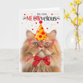 Orange Persian Cat MEOWvelous Birthday Karte (Gelbe Blume)