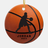 Orange Personalisiert Basketball Player Weihnachte Keramik Ornament (Vorne)