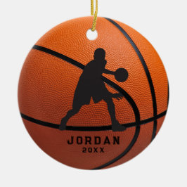 Orange Personalisiert Basketball Player Weihnachte Keramik Ornament