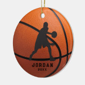 Orange Personalisiert Basketball Player Weihnachte Keramik Ornament (Links)