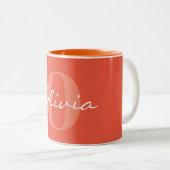 Orange Personalisiert Calligraphy Name Zweifarbige Tasse (VorderseiteRechts)