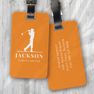 Orange Personalisiert Monogram Golfer Gepäckanhänger